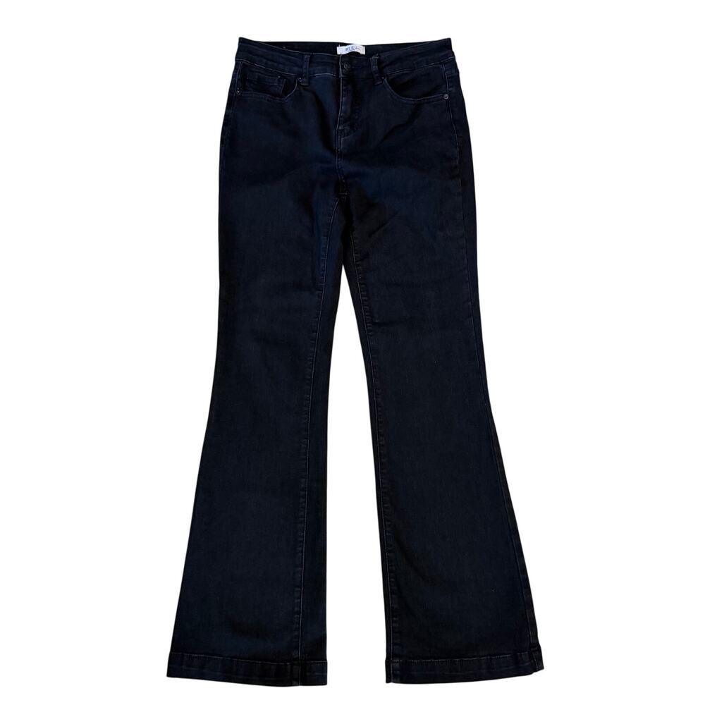 BLEU Black High Rise Flare Jeans Size 8 Stretch Retro Wide Leg Denim Trouser Leg